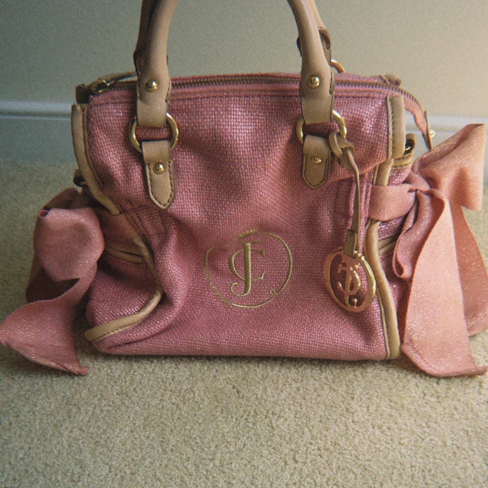 Y2K Juicy couture Vintage pink and gold with tan leather Women's Purse
